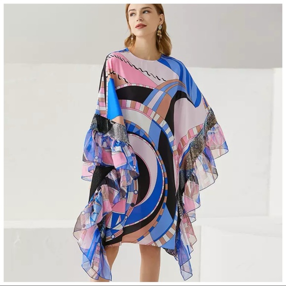 M Signature Label Collection Dresses & Skirts - ❤️ The Levie Silk Colorful Oversized Flowing Top